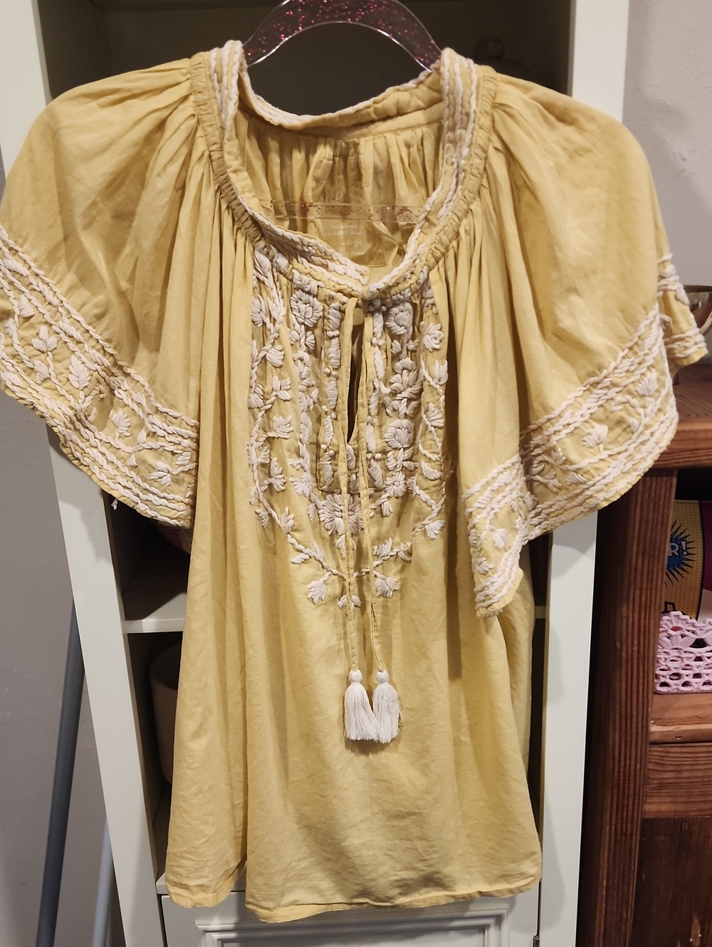 Bohemian Embroidered Tassel Tunic - Yellow